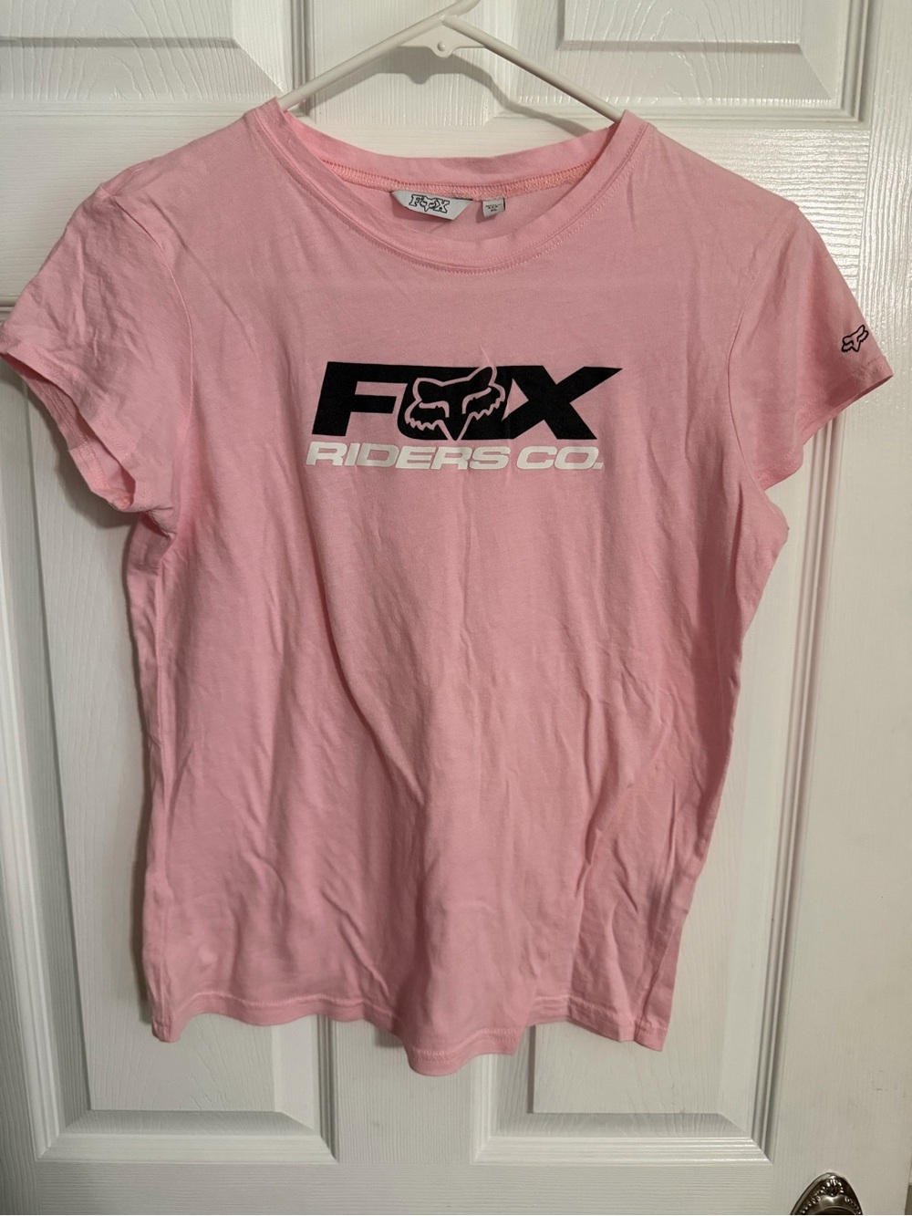 Fox Pink Logo Tee with Black & White Print XL